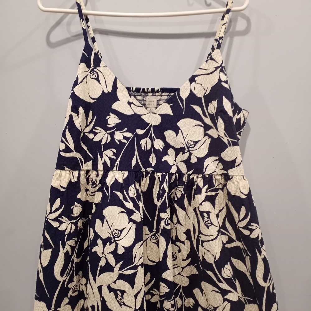 a new day Floral Spaghetti Strap Dress - Navy and Cream